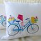Spring Pillow covers, Embroidered bicycle pillow, seasonal bike pillows, embroidered Accent pillows, bike pillows product 2